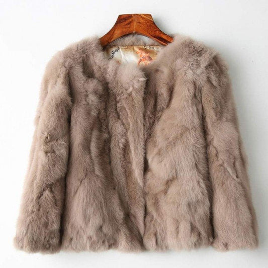 Women’s Fashionable Genuine Brown Fur Jacket