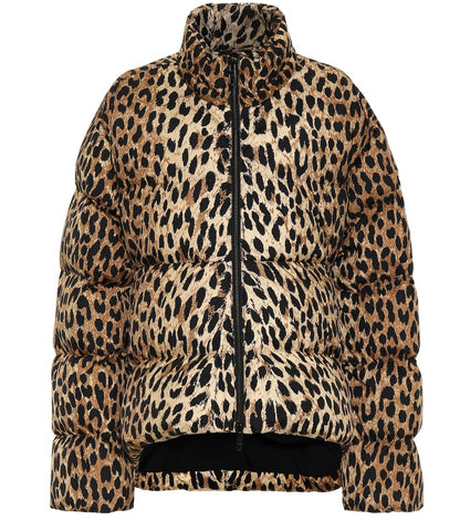 Women’s Faux Fur Leopard Leather Puffer Jacket