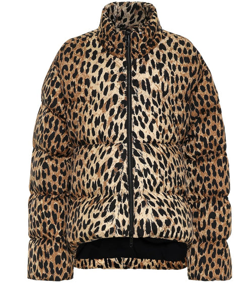 Women’s Faux Fur Leopard Leather Puffer Jacket
