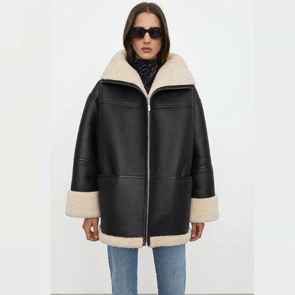 Women’s B3 RAF Aviator Styled Sheepskin Shearling Leather Jacket