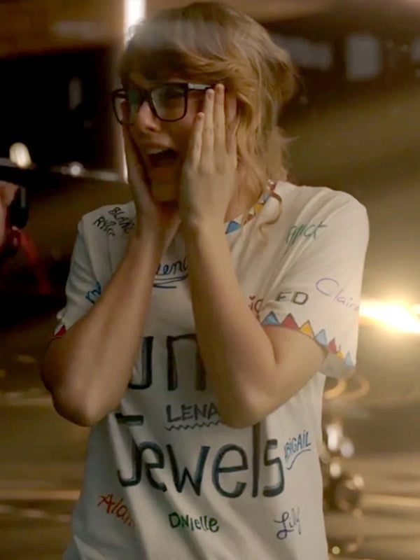 Taylor Swift shirt – white cotton tee featuring printed tour graphic on front