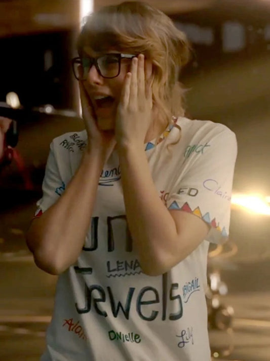 Taylor Swift shirt – white cotton tee featuring printed tour graphic on front