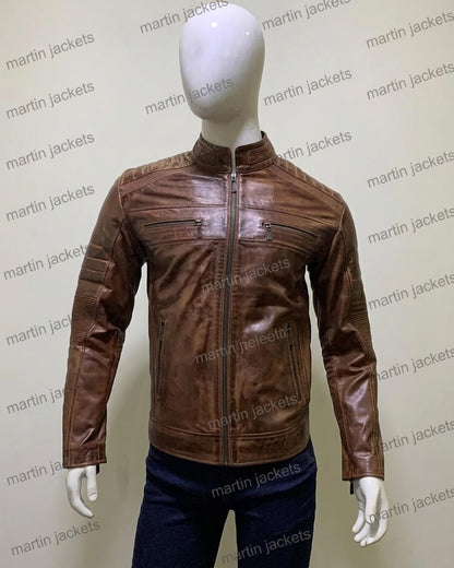 Brown Vintage Cafe Racer Leather Jacket