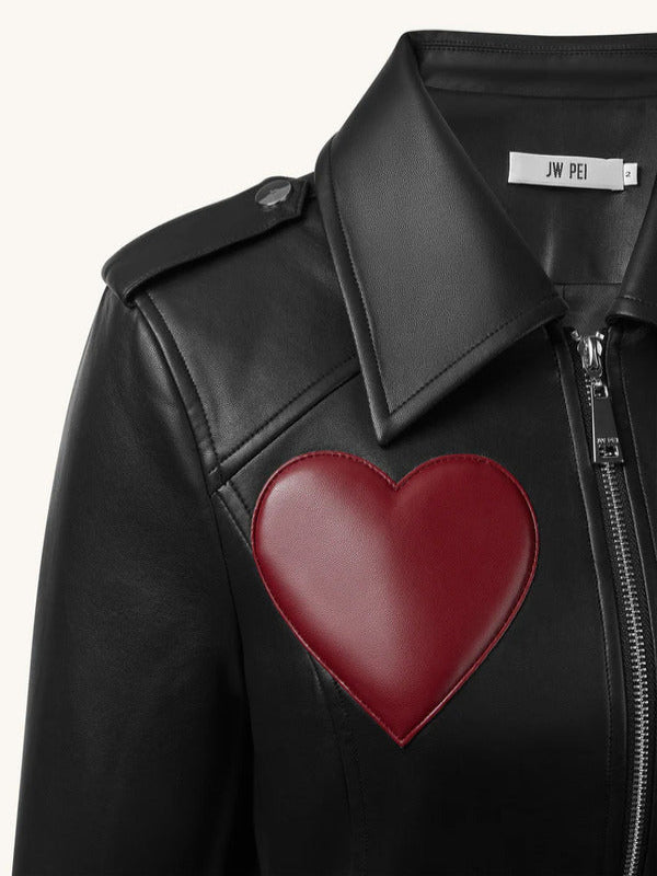 WWE Raw 2025 Gionna Daddio Red Hearts Leather Jacket