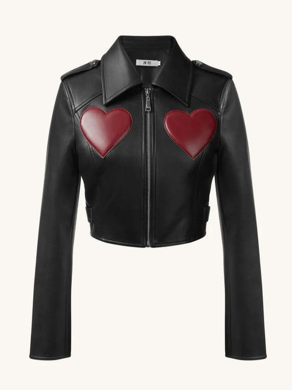 WWE Raw 2025 Gionna Daddio Red Hearts Leather Jacket