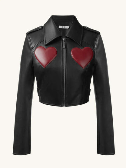 WWE Raw 2025 Gionna Daddio Red Hearts Leather Jacket