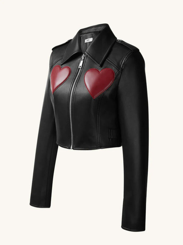 WWE Raw 2025 Gionna Daddio Red Hearts Leather Jacket