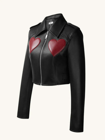 WWE Raw 2025 Gionna Daddio Red Hearts Leather Jacket