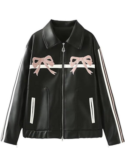 WWE NXT 2025 Carla Gonzalez Pink Bow Black Leather Jacket