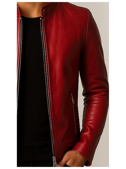 Arthur Red Leather Jacket - Leather Jacket for Men Red