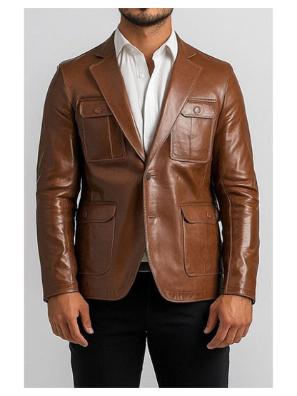 Austin Brown Premium Leather Blazer - Brown Leather Jacket