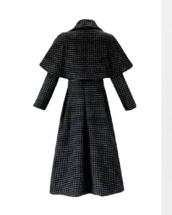 Wednesday S02 Jenna Ortega Black Plaid Coat