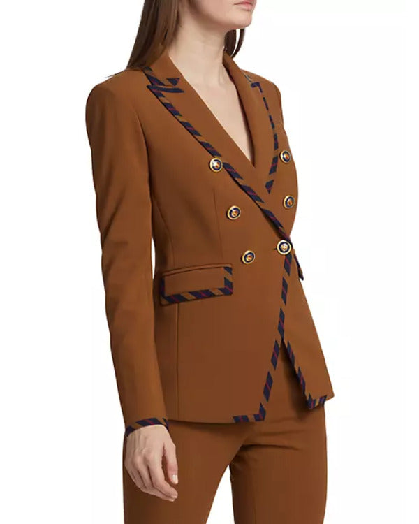 The Today Show 2025 Cecilia Cuff Stripe Trim Brown Blazer