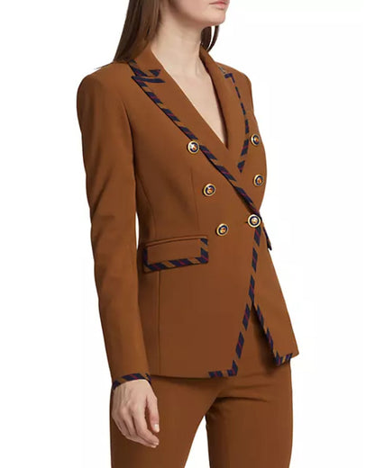 The Today Show 2025 Cecilia Cuff Stripe Trim Brown Blazer