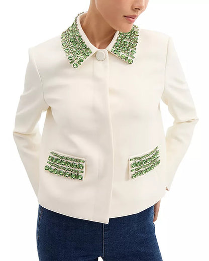 The View 2025 Joy Behar White And Green Embellished Jacket