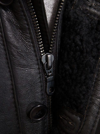Boehmer Black Leather Shearling Jacket
