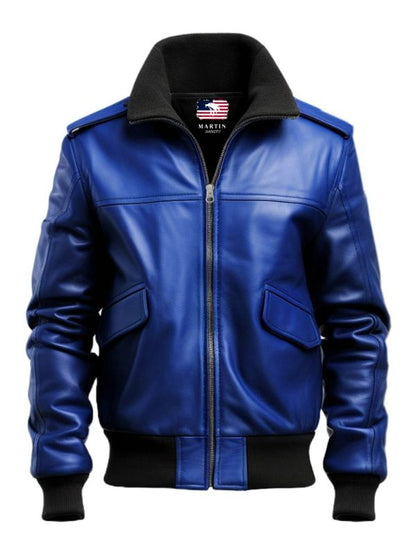 Blue Jacket - Blue Faux Leather Jacket