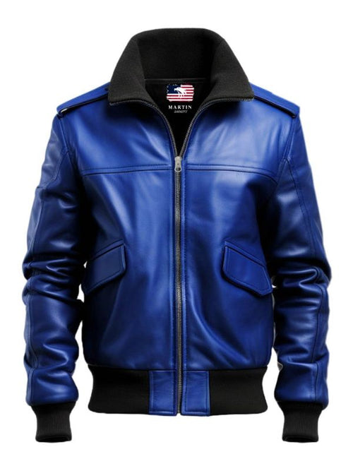 Blue Jacket - Blue Faux Leather Jacket