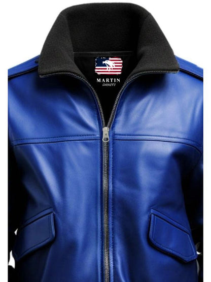 Blue Jacket - Blue Faux Leather Jacket