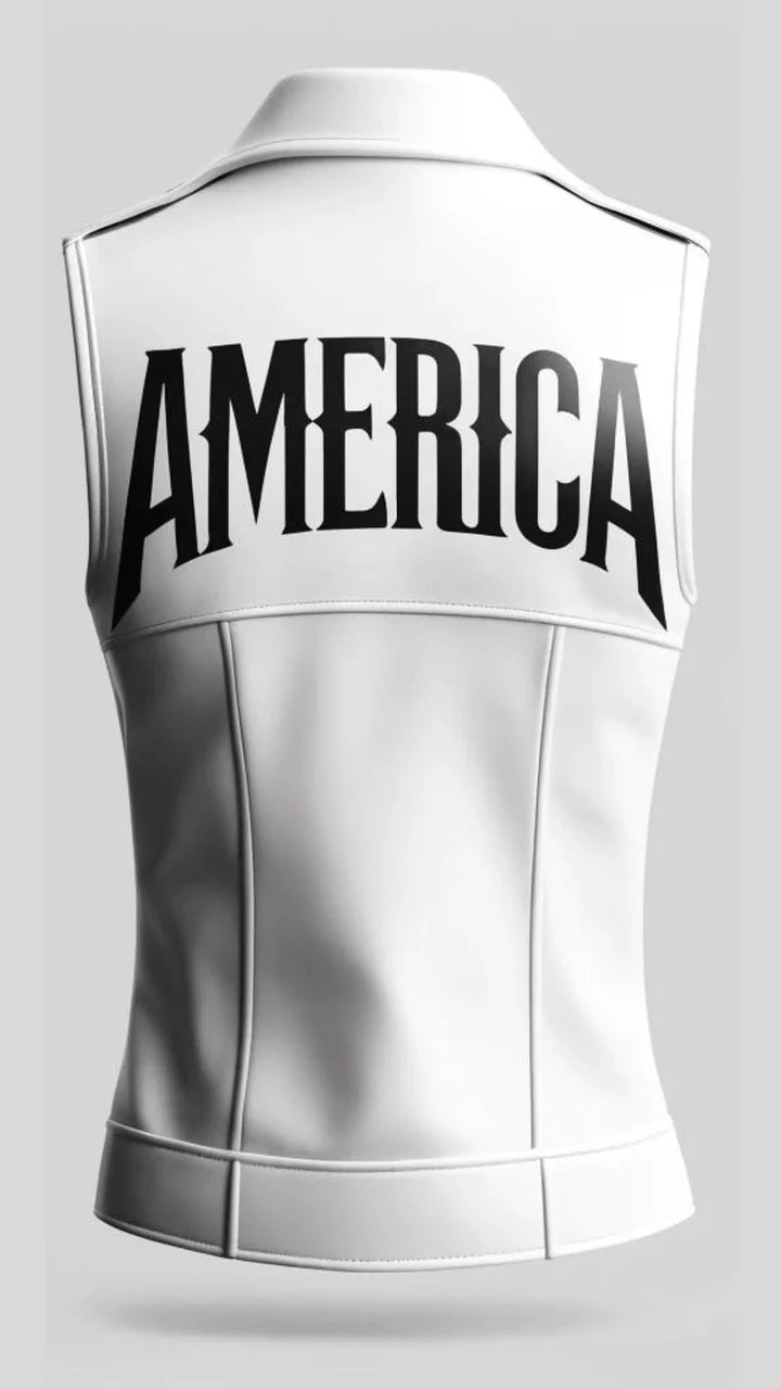 White Snow Leather Vest Jacket for Women