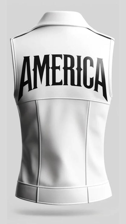 White Snow Leather Vest Jacket for Women