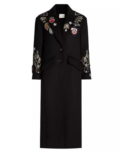 The Today Show 2025 Jenna Bush Hager Black Embroidered Coat