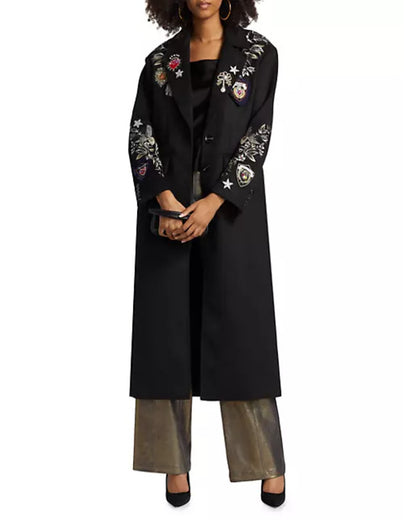 The Today Show 2025 Jenna Bush Hager Black Embroidered Coat