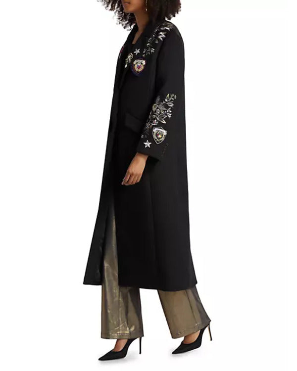 The Today Show 2025 Jenna Bush Hager Black Embroidered Coat