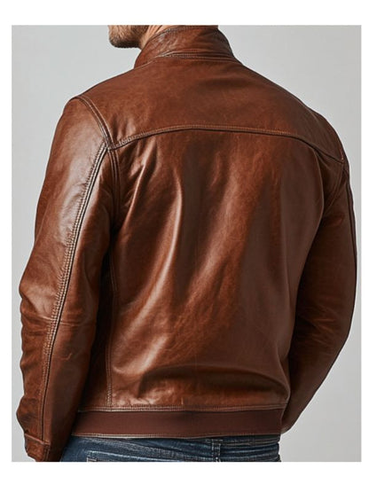 Charlotte Leather Brown Jacket - Men Leather Jacket Brown