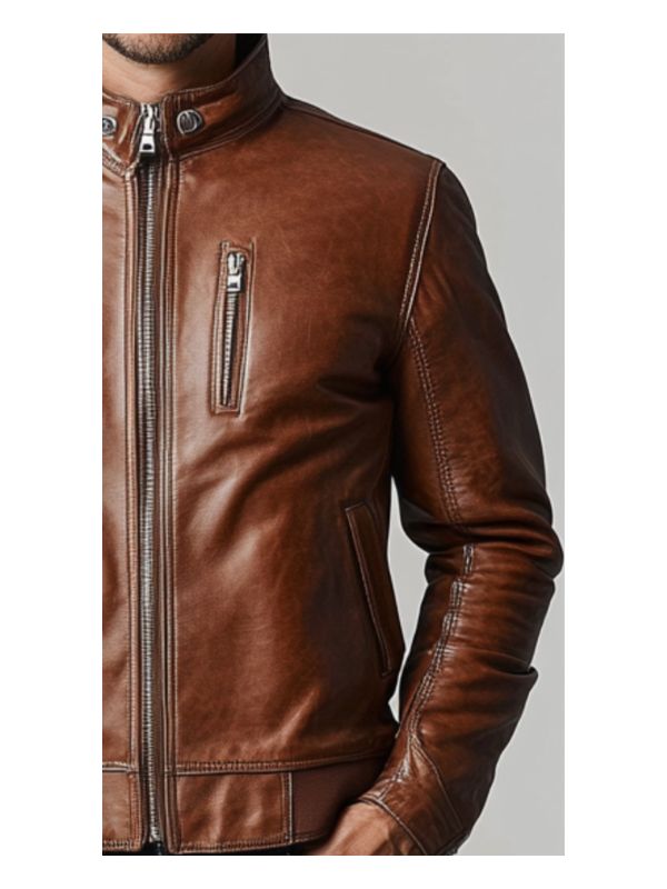 Charlotte Leather Brown Jacket - Men Leather Jacket Brown