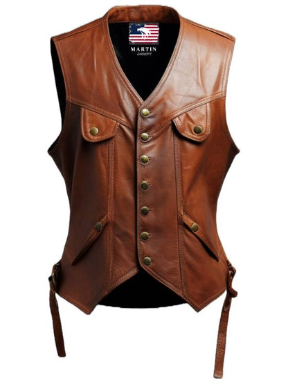 Classic Brown Leather Vest for Men