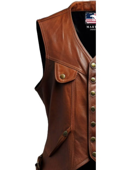Classic Brown Leather Vest for Men