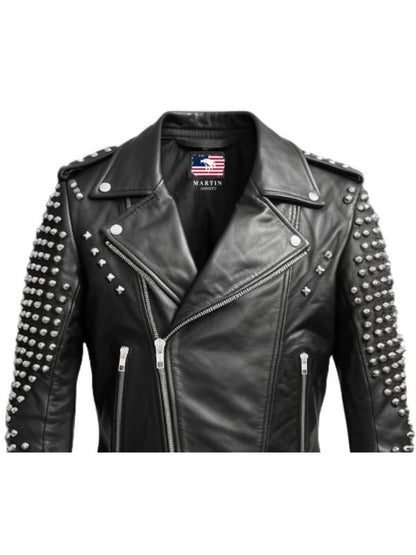 Men Black Biker Leather Jacket - Leather Biker Black Jacket