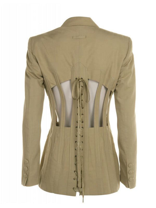 Selling The City 2025 Jade Chan Cage Cut Out Green Blazer