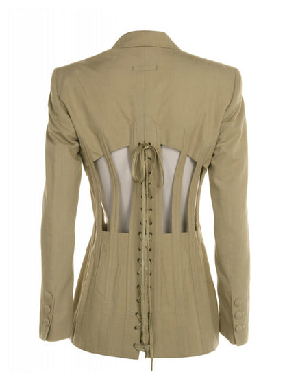 Selling The City 2025 Jade Chan Cage Cut Out Green Blazer