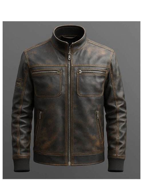 Enzo Leather Brown Jacket - Men Leather Jacket Brown