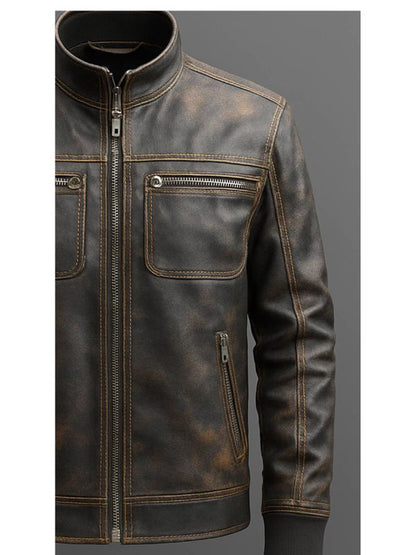 Enzo Leather Brown Jacket - Men Leather Jacket Brown
