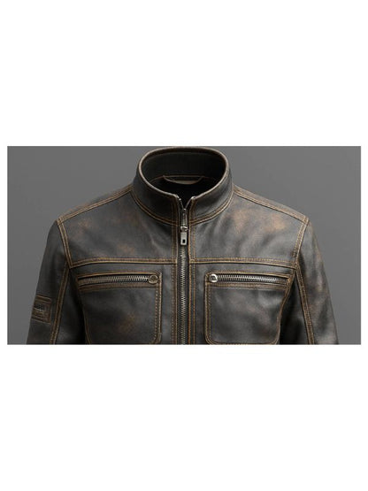 Enzo Leather Brown Jacket - Men Leather Jacket Brown