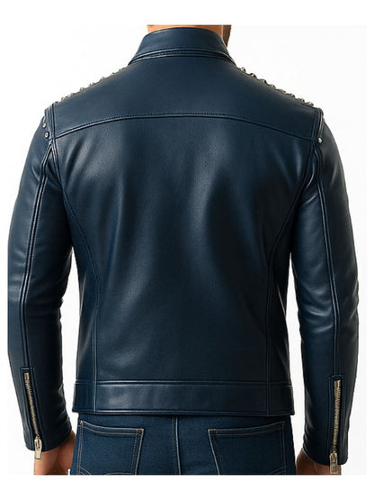 Ethan Blue Leather Jacket - Men Leather Jacket Blue