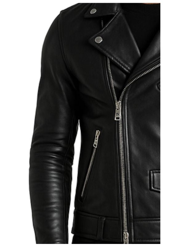 Ezra Black Leather Jacket - Men Leather Jacket Black