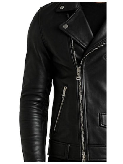Ezra Black Leather Jacket - Men Leather Jacket Black