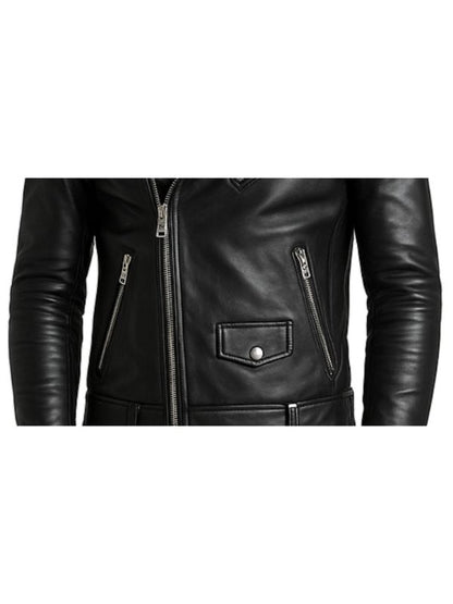 Ezra Black Leather Jacket - Men Leather Jacket Black