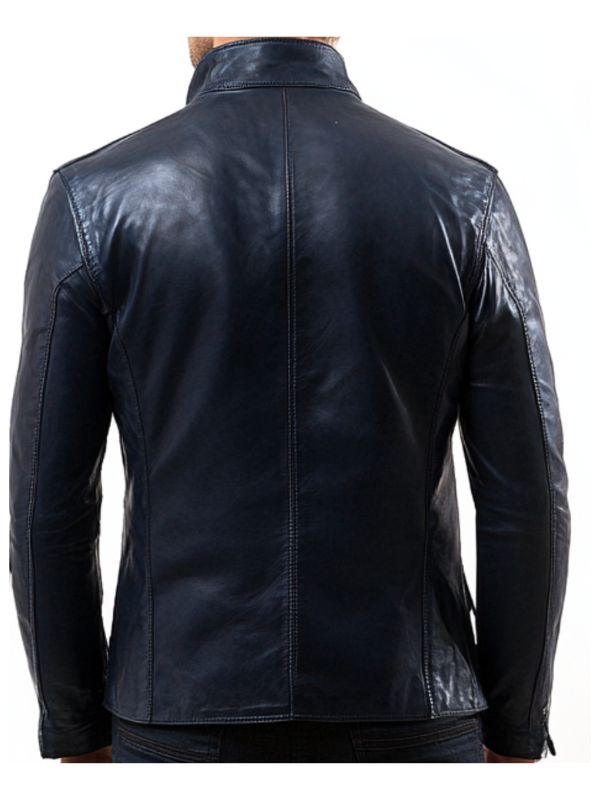 Frankie Blue Leather Jacket - Men Leather Jacket Blue
