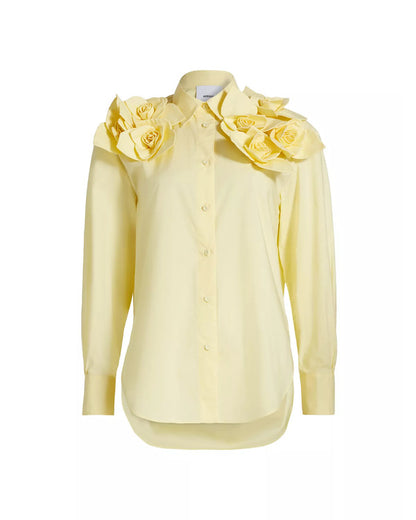 The View 2025 Sunny Hostin Yellow Rose Applique Shirt