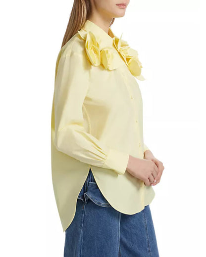 The View 2025 Sunny Hostin Yellow Rose Applique Shirt