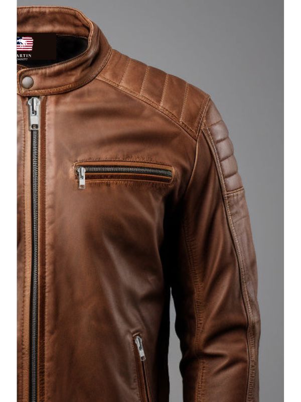 Hudson Brown Moto Biker Leather Jacket