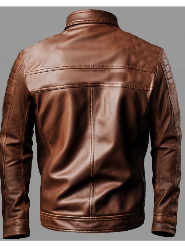 Hudson Brown Moto Biker Leather Jacket