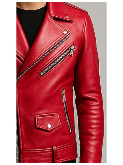 Isaac Red Leather Jacket - Leather Jacket for Men Red