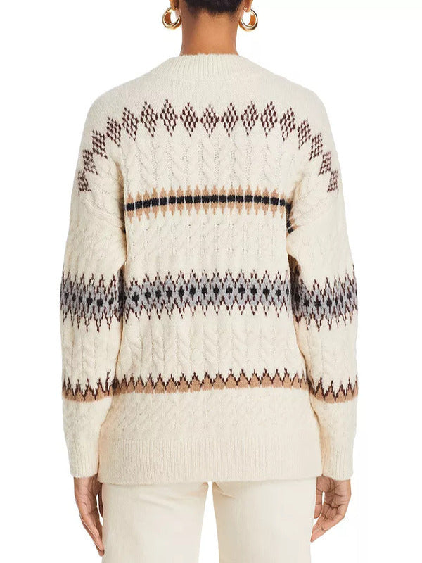 Ransom Canyon 2025 Minka Kelly White Fair Isle Knit Cardigan