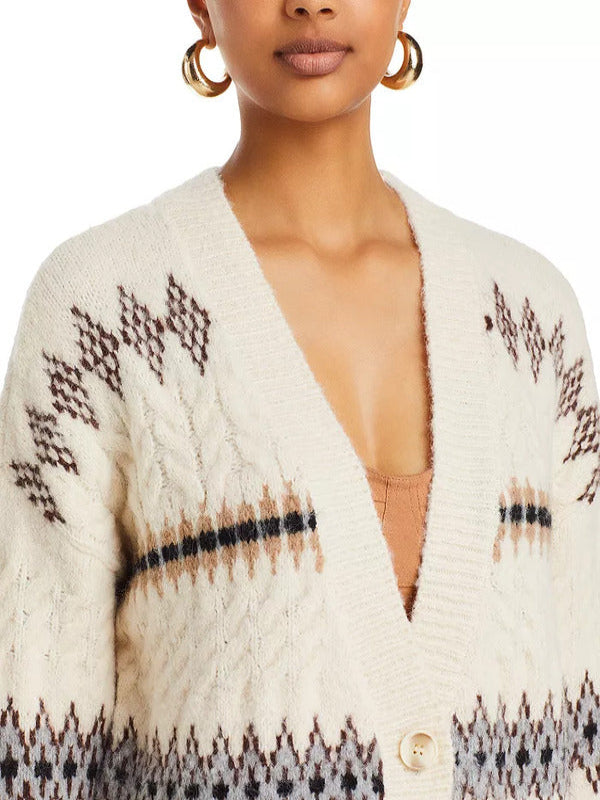 Ransom Canyon 2025 Minka Kelly White Fair Isle Knit Cardigan